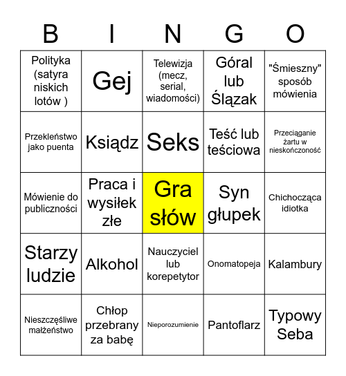 Kabaretowe Bingo Card