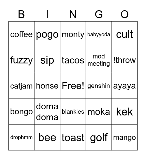 night owls Bingo Card