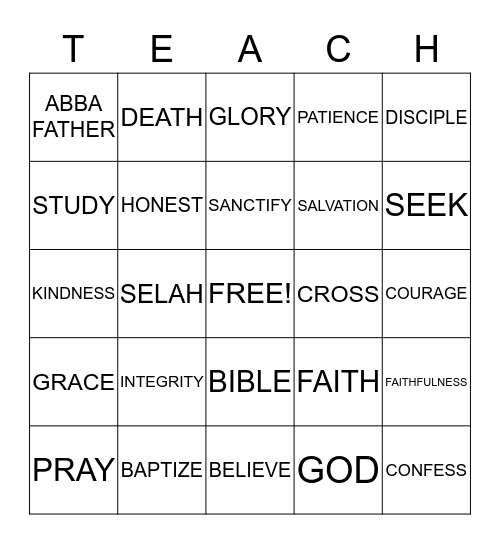 TEACH Bingo Card