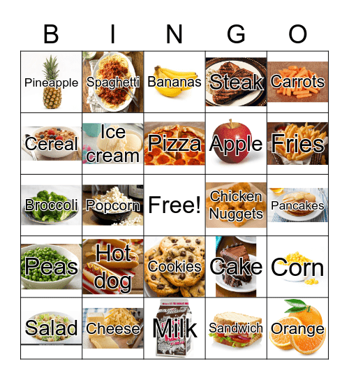 Food Bingo Card