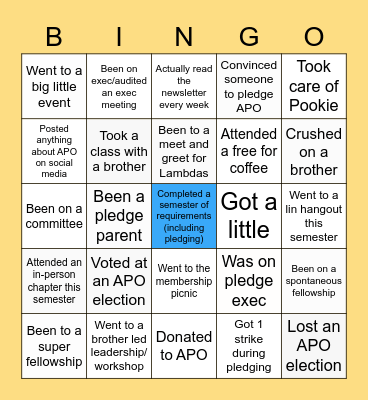 APO Bingo Card