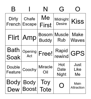 Pure Romance Bingo Card
