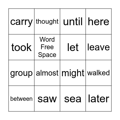 Word Bingo Card