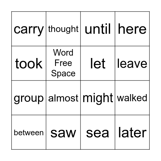 Word Bingo Card