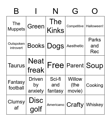 Emily Bingo Card