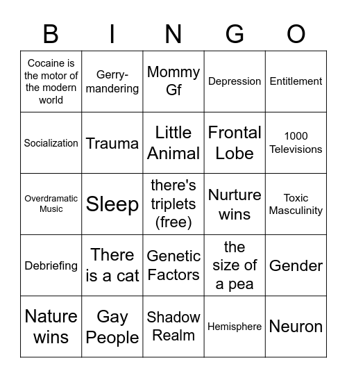 Three Identical Strangers Bingo Card