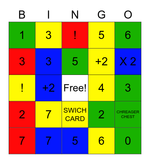 UNO Bingo Card