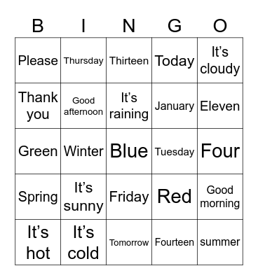 Preliminary review Bingo Card