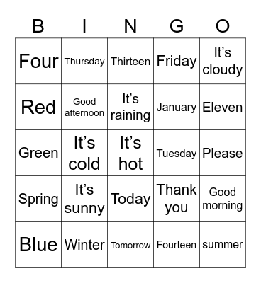 Preliminary review Bingo Card