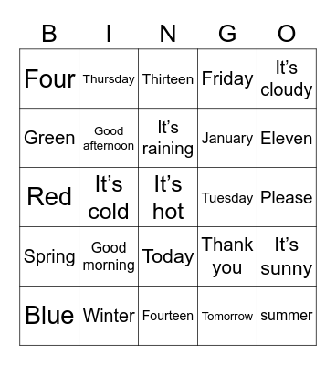 Preliminary review Bingo Card