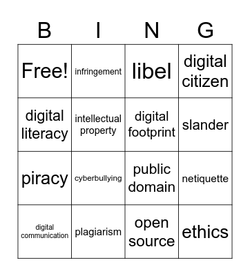Section 3.1 Key Terms Review Bingo Card