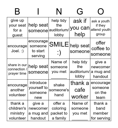 TVC Guest Service Bingo- May Bingo Card