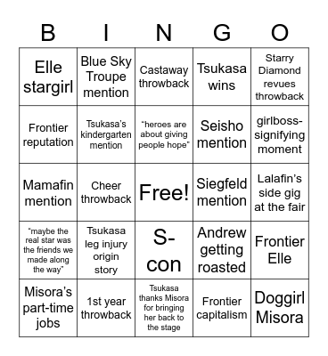 Misokasalala Revue Bingo Card