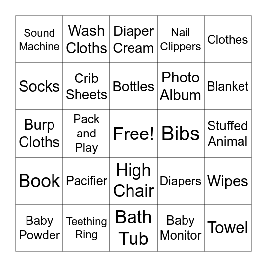 Baby Bingo Card
