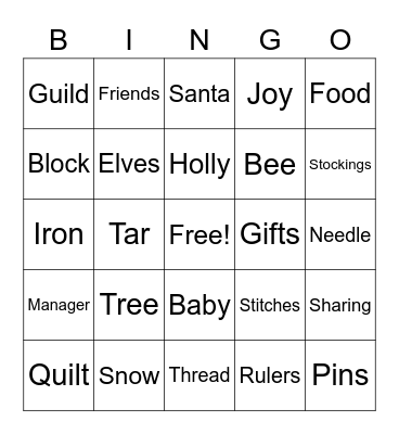 TRPQG Christmas BINGO Card