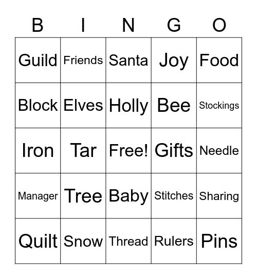 TRPQG Christmas BINGO Card