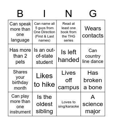 Get To Know You Bingo Card