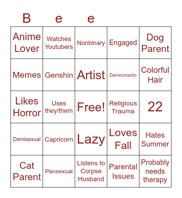 How similar are you too Bingo Card