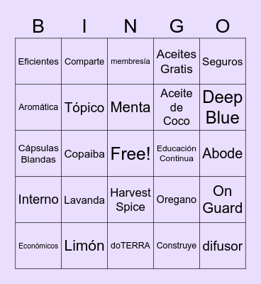 Aceites Esenciales Bingo Card