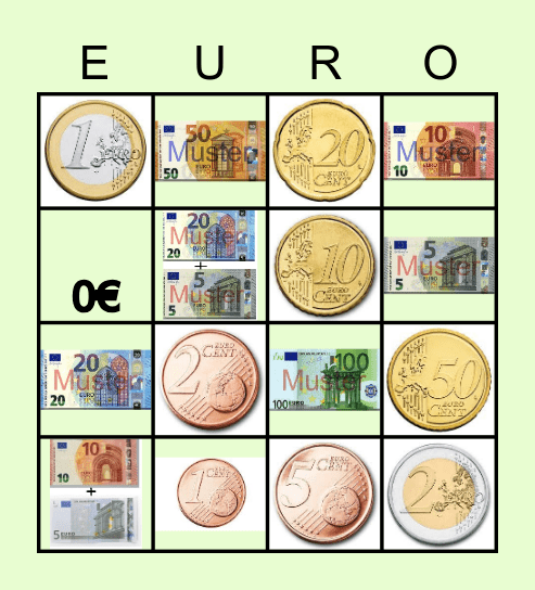 Euro Bingo € Bingo Card