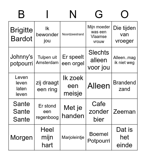 tijd van toen Bingo Card