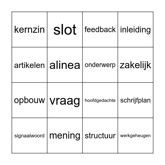 Beschouwing Bingo Card