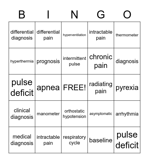 Term Words Bingo Card