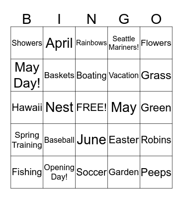 Spring Fling Bingo!!! Bingo Card