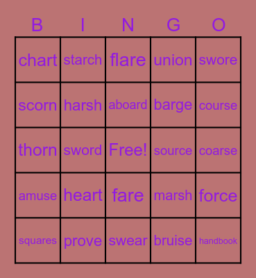 Spelling #4 Bingo Card