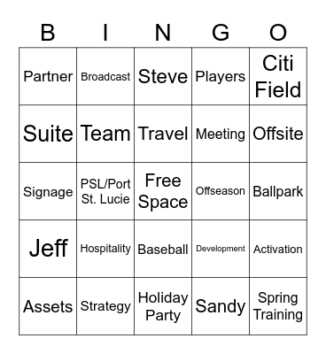 Let's Go Mets! Bingo Card