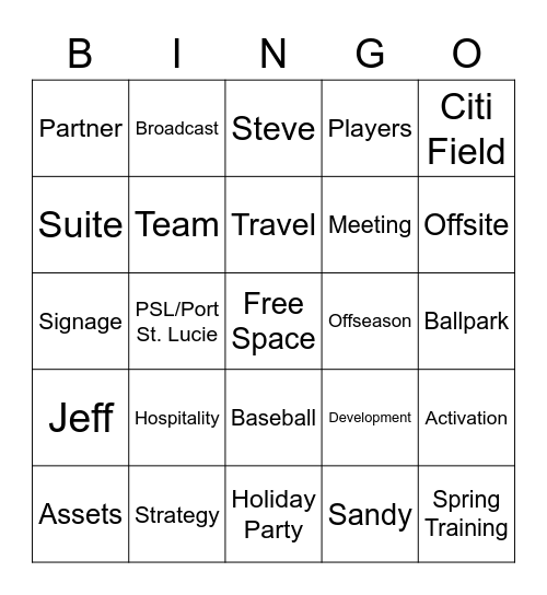 Let's Go Mets! Bingo Card