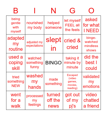 SELF-CARE bingo Card