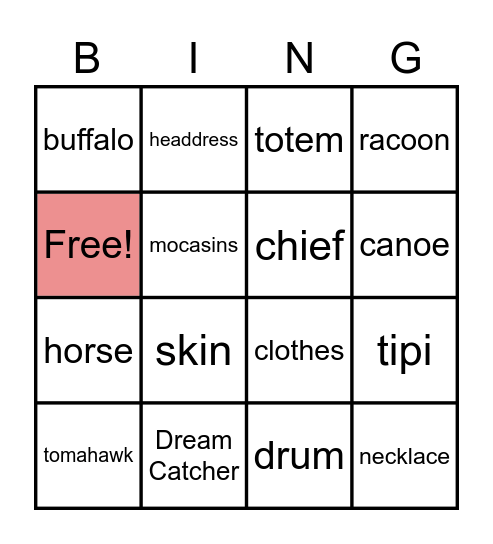 Indigenous Peoples' Day Bingo Card