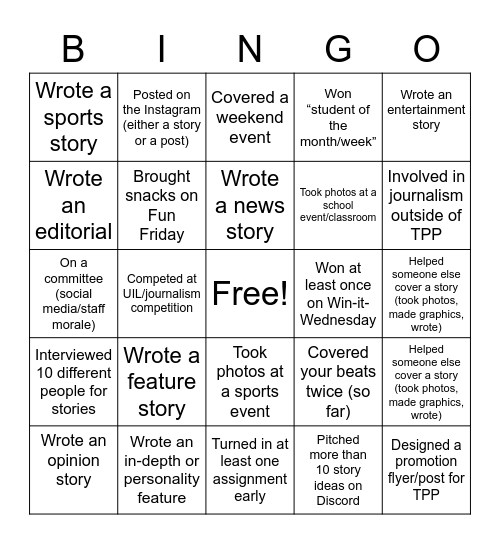 TPP Bingo! Bingo Card