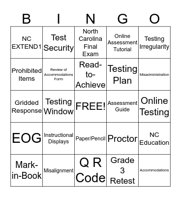 Test Training BINGO Card