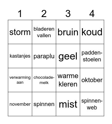herfst Bingo Card