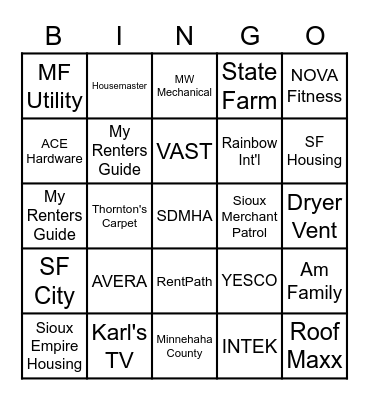SDMHA Bingo Card