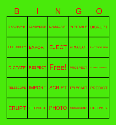 UNIT 34 Bingo Card