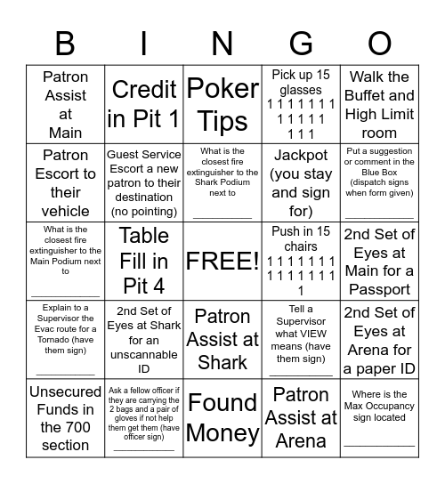 KSC Security Bingo      (Double) Bingo Card