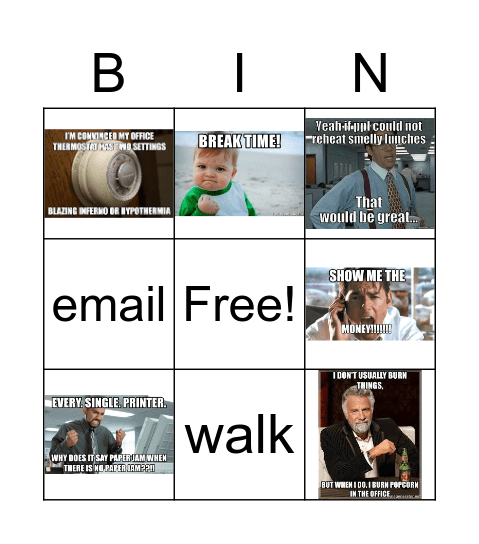 Office Memes Bingo Card