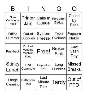 Things We Don't Want at PBS Bingo Card
