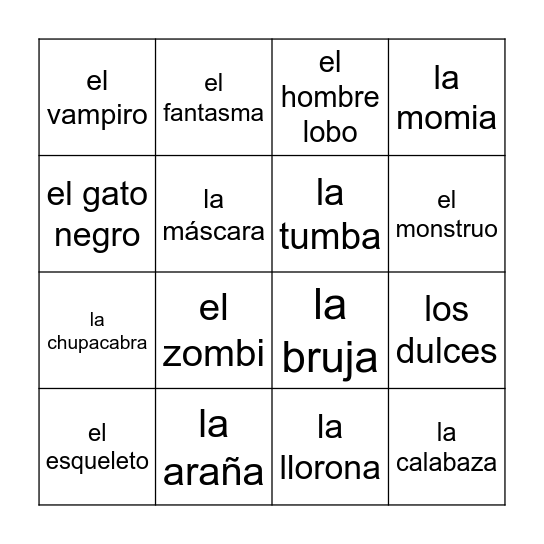 Halloween / Noche de Brujas Bingo Card