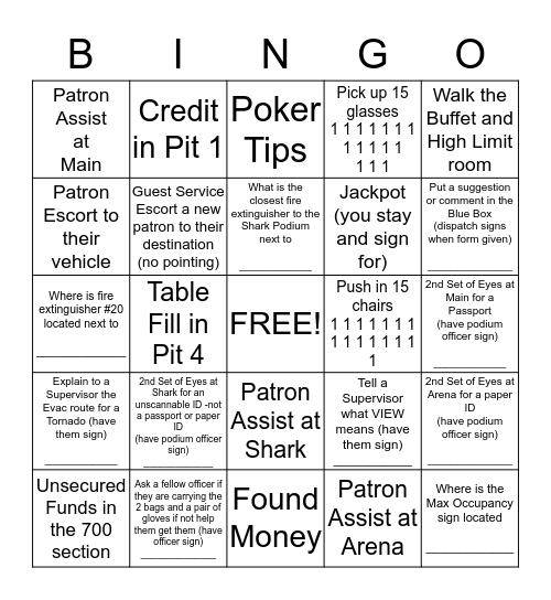 KSC Security Bingo      (Double) Bingo Card