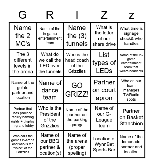 PARTNERSHIPS Bingo Card