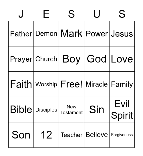 Jesus Heals Demon Possessed Boy Bingo Card