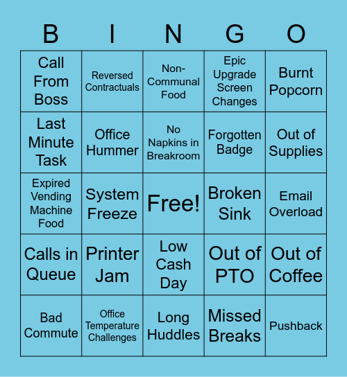 Things We Don't Want at PBS Bingo Card