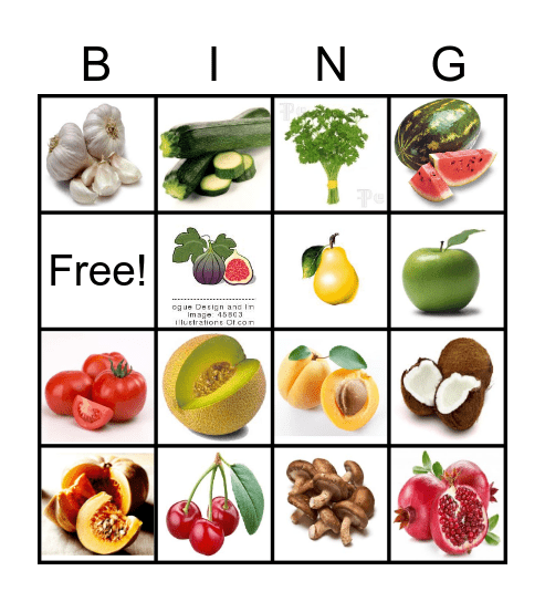 FOOD Bingo Card