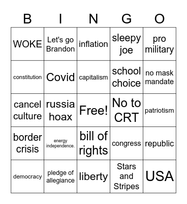 Republican Women Rock Bingo Card