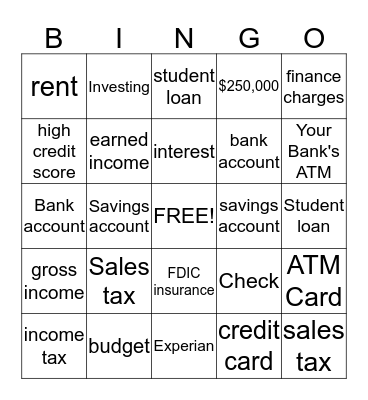 High Water Women "Make Money Work for You" Bingo Card