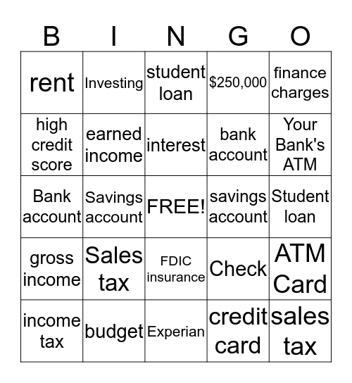 High Water Women "Make Money Work for You" Bingo Card